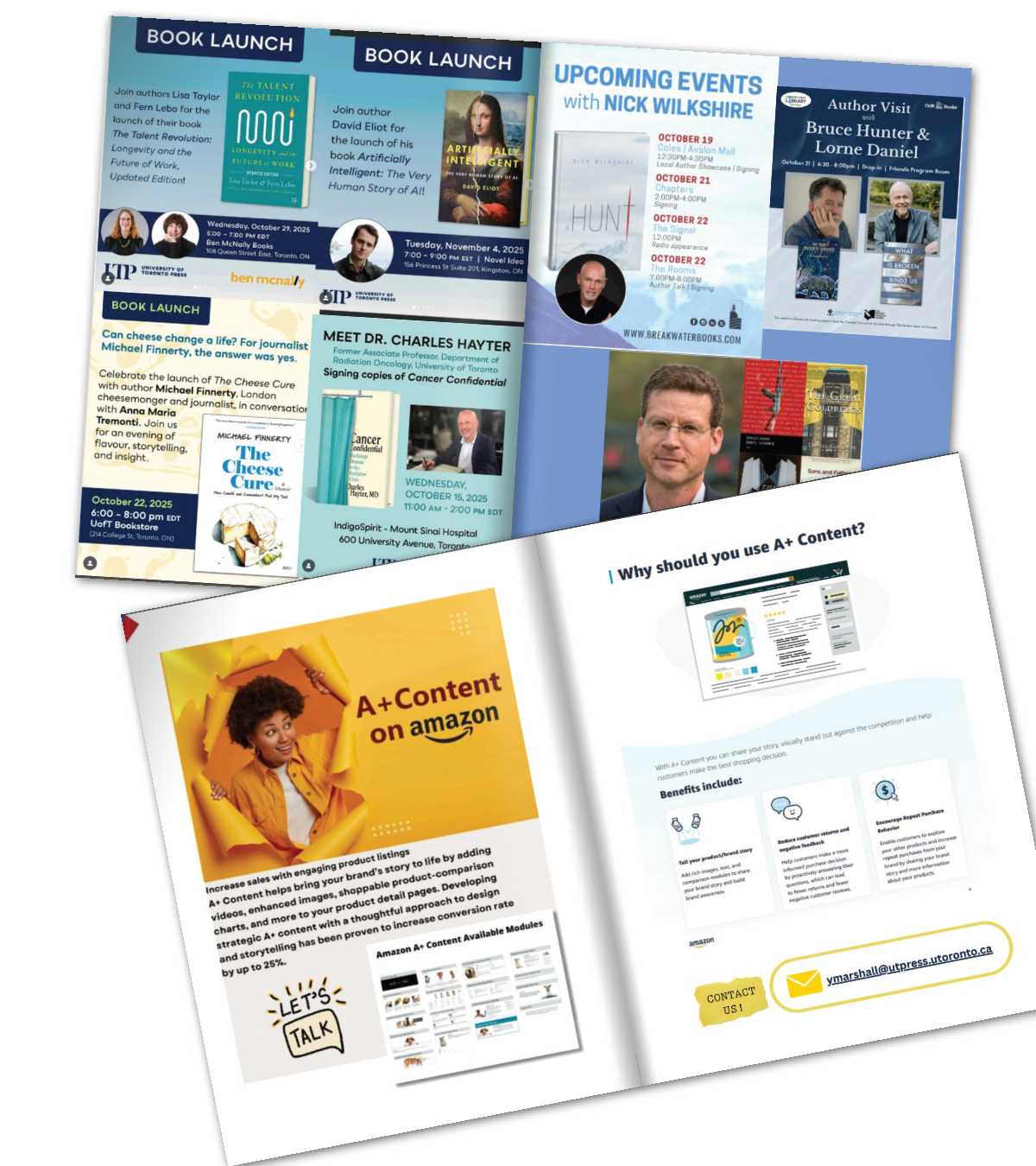 Photo showing two open catalogues overlapping