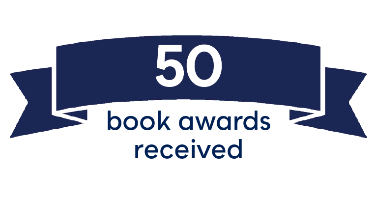 Banner graphic with the text 50 book awards received.