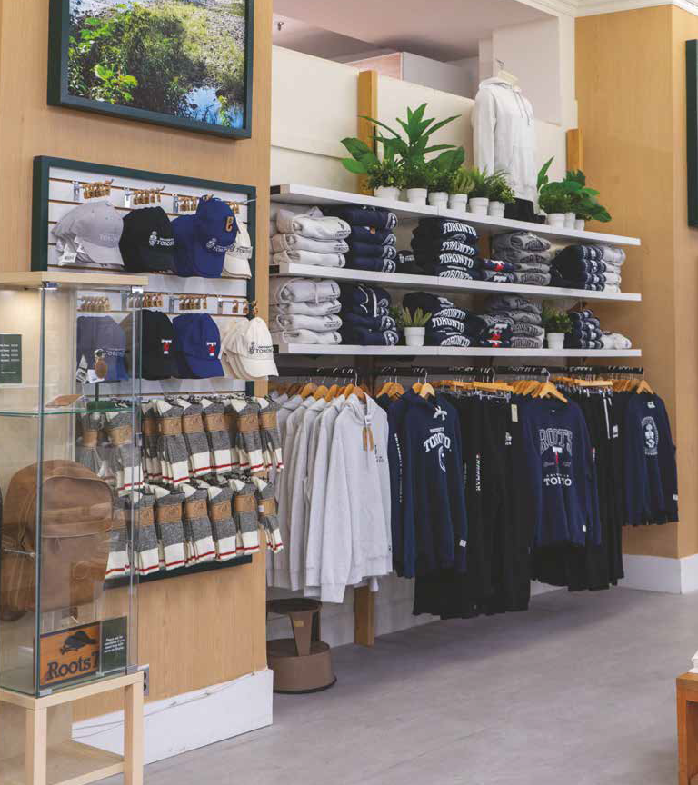 Photo of university merchandize set up cleanly in a store